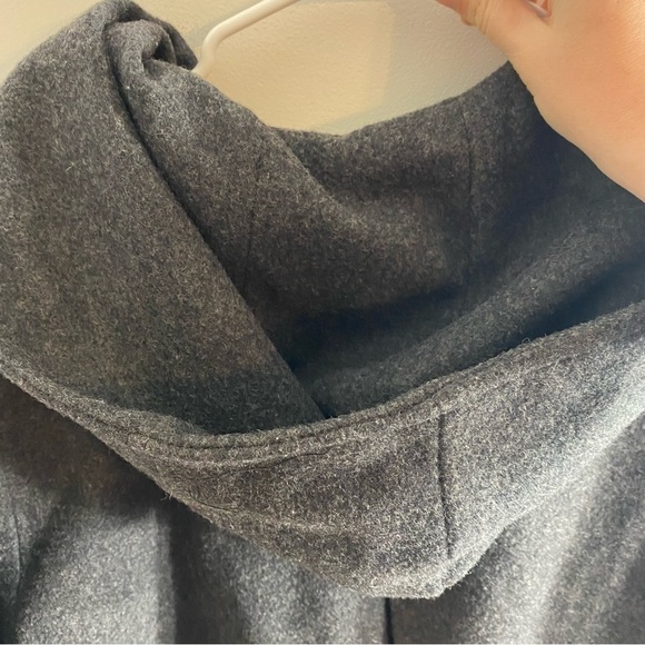 Andrea 100% Wool Hooded Maxi Trench Pea Coat Sz 16 Button Down Jacket - Picture 10 of 11